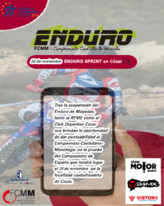 10 de noviembre, Cózar: próxima cita con el Enduro Castellano-Manchego.